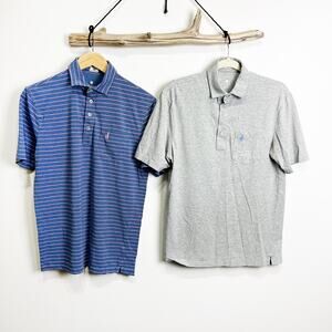 Johnnie-O Hangin' out polo shirt bundle of two grey and blue striped Size small